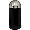 Genuine Joe Classic Round-Top Receptacle, 12 Gallons, Black/Silver 1 thumbnail image