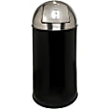 Genuine Joe Classic Round-Top Receptacle, 12 Gallons, Black/Silver