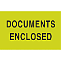 Preprinted Special Handling Labels, DL2141, "Documents Enclosed", 5" x 3", Bright Green, Roll Of 500