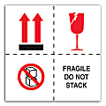 Tape Logic® Preprinted International Safe-Handling Labels, DL4501, "Fragile, Do Not Stack", 4" x 4", Red/Black/White, Roll Of 500