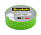 Scotch® Expressions Washi Tape, 5/8" x 393", Green/White Swiss Dot