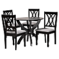 Baxton Studio April Fabric And Finished Wood 5-Piece Dining Set, 29-15/16”H x 35-7/16”W x 35-7/16”D, Gray/Dark Brown 1 thumbnail image
