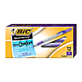 BIC® Round Stic Grip™ Xtra-Comfort Ballpoint Pens, Medium Point, 1.2 mm, Gray Barrel, Purple Ink, Pack Of 12
