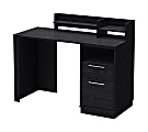 South Shore Furniture Academic Woodgrain Secretary Desk With Hutch, Black Oak Finish