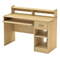 South Shore Axess Desk With Keyboard Tray and Hutch, Natural Maple