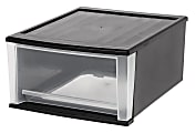 Iris® Stackable Drawer, Letter Size, Clear/Black, Pack Of 2