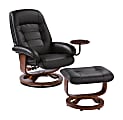 Southern Enterprises Bay Hill Bonded Leather Reclining Chair And Ottoman Set, Black
