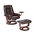 Southern Enterprises Bay Hill Bonded Leather Reclining Chair And Ottoman Set, Cafe/Brown