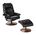 Southern Enterprises Naples Bonded Leather Reclining Chair And Ottoman Set, Black 1 thumbnail image