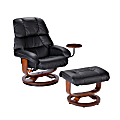 Southern Enterprises Congressional Bonded Leather Recliner And Ottoman Set, Black 1 thumbnail image