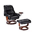 Southern Enterprises Congressional Bonded Leather Recliner And Ottoman Set, Black
