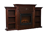 SEI Furniture Tennyson Electric Fireplace With Built-In Bookcases, 42 1/4"H x 70 1/4"W x 14"D, Espresso