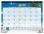 Blue Sky™ 50% Recycled Academic Desk Pad Calendar, 22" x 17", Endless Summer®, July 2013-June 2014