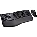 Kensington Pro Fit Ergo Wireless Keyboard and Mouse-Black - USB Wireless Bluetooth/RF 4.0 2.40 GHz Keyboard - Black - USB Wireless Bluetooth/RF Mouse - 5 Button - Black - Compatible with PC, Mac