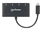 Manhattan USB-C Dock/Hub, Ports (x4): USB-A (x4), 5 Gbps (USB 3.2 Gen1 aka USB 3.0), External Power Supply Not Needed, Cable 20cm, SuperSpeed USB, Black, Three Year Warranty, Blister - Hub - 4 x USB 3.1 Gen 1 - desktop
