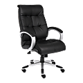 Lorell® Tufted Ergonomic Faux Leather Executive Swivel Chair, Black