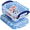 Really Useful Box® Plastic Storage Container With Built-In Handles And Snap Lid, 0.07 Liter, Clear 1 thumbnail image