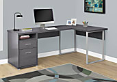 Monarch Specialties 79"W L-Shaped Corner Desk With 2 Drawers, Gray 1 thumbnail image