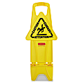Rubbermaid® Commercial Stable Multilingual "Caution" Safety Sign, 26"H x 13"W x 13 1/4"D, Yellow