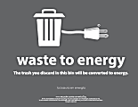 Recycle Across America Waste-To-Energy Standardized Recycling Labels, WTE-8511, 8 1/2" x 11", Charcoal