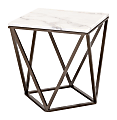 Zuo Modern Tintern Composite Stone And Steel Square End Table, 21-3/4”H x 20-1/8”W x 20-1/8”D,  White/Antique Bronze 1 thumbnail image