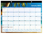 Office Depot® Brand Monthly Desk Calendar, 17" x 22", Paradise, January To December 2022