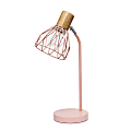 Simple Designs Industrial Farmhouse Fusion Adjustable Cage Wire Office Accent Desk Lamp, 18-1/4"H, Light Pink 1 thumbnail image