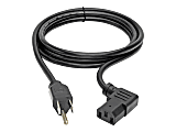 Eaton Tripp Lite Series Computer Power Cord, NEMA 5-15P to Right-Angle C13 - 10A, 125V, 18 AWG, 6 ft. (1.83 m), Black - Power cable - power IEC 60320 C13 to NEMA 5-15 (M) - AC 110 V - 6 ft - right-angled connector - black