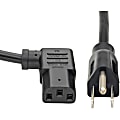 Eaton Tripp Lite Series Computer Power Cord, NEMA 5-15P to Right-Angle C13 - 10A, 125V, 18 AWG, 6 ft. (1.83 m), Black - P00600613RA 1 thumbnail image