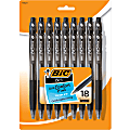 BIC BU3 Grip Retractable Ballpoint Pens, Medium Point, 1.0 mm, Clear Barrel, Black Ink, Pack Of 18 Pens 1 thumbnail image