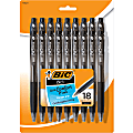 BIC® BU3 Grip RT Ball Pens, Medium Point, 1.0 mm, Clear Barrel, Black Ink, Pack Of 18 Pens