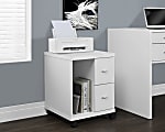 Monarch Specialties 18"D Vertical 2-Drawer Mobile Office Cabinet, White