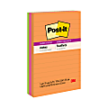 Post-it® Super Sticky Notes, 4" x 6", Energy Boost Collection, Lined, Pack Of 3 Pads