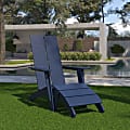 Flash Furniture Sawyer Modern All-Weather Poly Resin Wood Adirondack Chair With Footrest, Navy