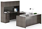 Boss Office Products Holland Series Executive U-Shape Desk With File Storage, Pedestal And Hutch, Driftwood 1 thumbnail image