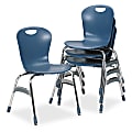 Virco® Ergonomic Stack Chairs, 32 1/4"H x 20 3/8"W x 20 7/8"D, Blueberry/Chrome, Pack Of 4