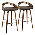 LumiSource Grotto Bar Stools, Walnut/Brown, Set Of 2 Stools 1 thumbnail image