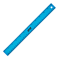 JAM Paper® Non-Skid Stainless-Steel Ruler, 12", Blue