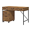 kathy ireland® Home by Bush Furniture Ironworks Writing Desk And 2 Drawer Mobile Pedestal, 48"W, Vintage Golden Pine, Standard Delivery
