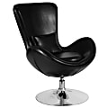 Flash Furniture Egg Side Faux Leather Reception Chair With Bowed Seat, Black LeatherSoft 1 thumbnail image