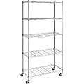 Whitmor Storage Rack, 5 Tier(s), 60.4"H x 30.1"W x 14.3"D, Floor, Built-in Wheels, Adjustable Shelf, Durable, Chrome Steel 1 thumbnail image
