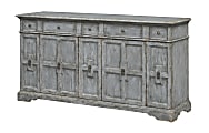 Coast to Coast Rae 5-Door Storage Credenza, 37”H x 73"W x 20"D, Paulette Blue Gray