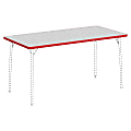 Lorell® Classroom Rectangular Activity Table Top, 60"W x 30"D, Gray Nebula/Red