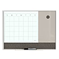 U Brands 3N1 Framed Monthly Calendar White Magnetic Glass Calendar Board with Splits Gray Glass Board and Felt Strip, 23" X 17", White/Gray Board, White Aluminum Frame