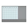 U Brands® 3N1 Framed Monthly Calendar White Magnetic Glass Calendar Board with Splits Gray Glass Board and Felt Strip, 24" X 18", White/Gray Board, White Aluminum Frame