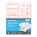 Office Depot® 1099-INT Inkjet/Laser Tax Forms And Envelopes, For 2016 Tax Year, 2-Up, 4-Part, 8 1/2" x 11", Pack Of 10