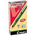 Pilot® Precise V5 Premium Capped Rolling Ball Pens, Fine Point, 0.5 mm, Green Barrel, Green Ink, Pack Of 12 Pens