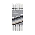 Brea Reese Dual-Tip Alcohol Markers, Pack Of 6 Markers, Brush/Chisel Tip, White Barrel, Grayscale Ink