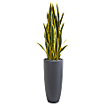 Nearly Natural 4-1/2'H Sansevieria Artificial Plant With Planter, 54"H x 12"W x 12"D, Gray/Green