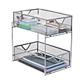 Mind Reader Network Collection 2-Tier Metal Mesh Sliding Basket Storage, 2 Drawers, 12-1/2" H x 8-1/4" W x 12-1/2" D, Silver